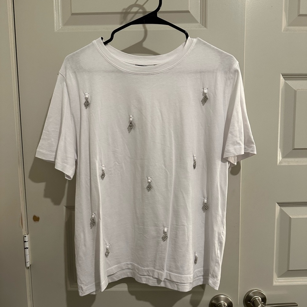 Zara white t-shirt with crystals, good condition